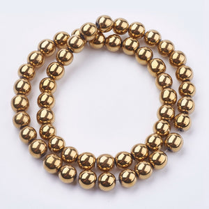 Golden Hematite (Non Magnetic) Beads Plain Round 8mm Strand of 45+