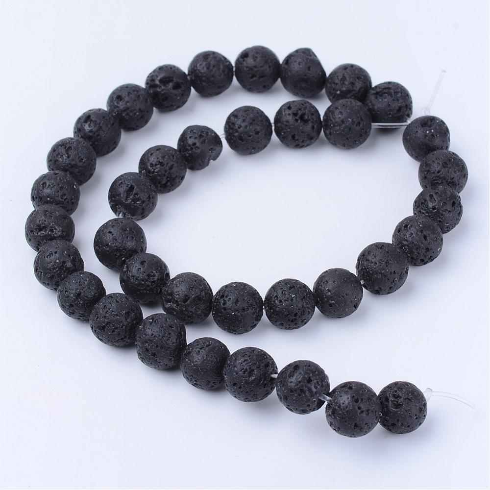 8mm Lava Rock Stone Gemstone Bead Strand - Approx 47-50 Beads