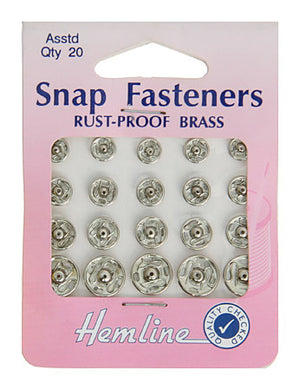 Sew on Snaps, Assorted X 20 Sets - Nickel
