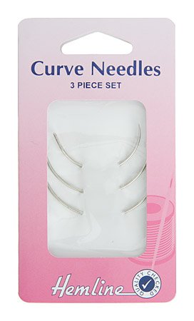 Hemline Hand Sewing Needles: Curved Set: 3 Pieces