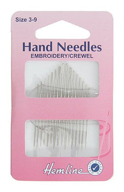 Hand Sewing Needles: Embroidery--Crewel: Size 3-9: 16 Pieces