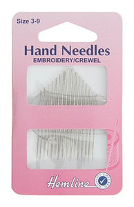 Hand Sewing Needles: Embroidery--Crewel: Size 3-9: 16 Pieces