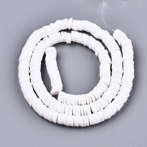 Handmade Polymer Clay Heishi Beads 6mm x 1mm  White
