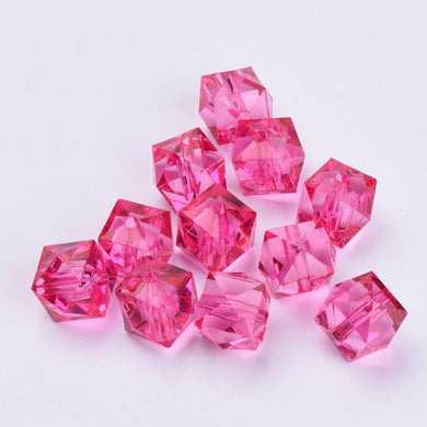 Acrylic Faceted Cube Beads 8mm Pack of 100 – Bright Pink