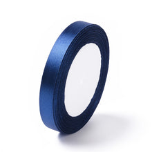 Load image into Gallery viewer, Dark Blue Single Face 12mm Satin Ribbon 23m Roll