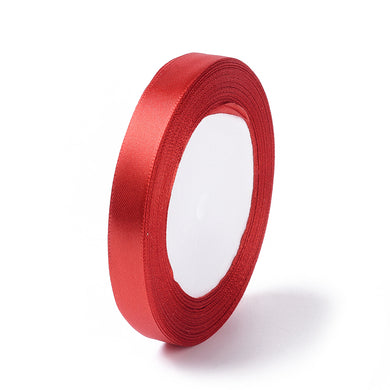 Red Single Face 12mm Satin Ribbon 23m Roll
