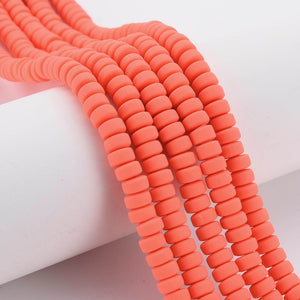 Handmade Polymer Clay Flat Round Beads 6mm x 3mm Orange