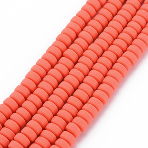 Handmade Polymer Clay Flat Round Beads 6mm x 3mm Orange