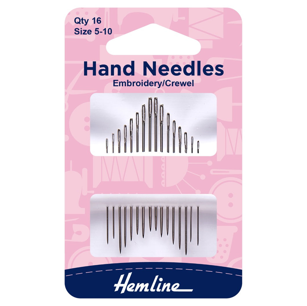 Hemline Hand Sewing Needles: Embroidery--Crewel: Size 5-10