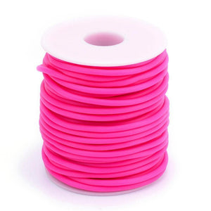 Rubber Hollow Tube Cord Bright Pink 4M Continuous Length 3mm Thick