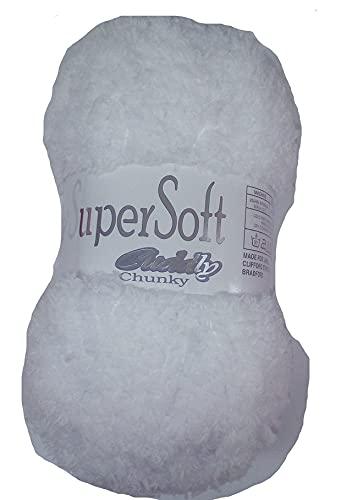 Woolcraft Supersoft Cuddly Random Yarn 100% Polyester Knitting Weaving Garments Superbly Soft Yarn 1 Ball - 100g Ball 135 Metres - Super Soft Cuddly 01 White