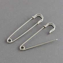 Load image into Gallery viewer, Packet of 10 x Antique Silver Plated Iron 60mm Iron Kilt Pins