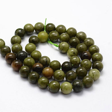 Strand of Natural Chinese Jade 8mm Plain Round Beads