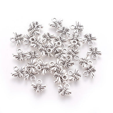 Pack of 20 Tibetan Style 10mm Bee Charms Antique Silver