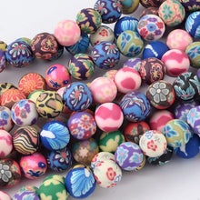 Load image into Gallery viewer, Mixed-Colour Polymer Clay Beads Plain Round 8mm Strand of 45+