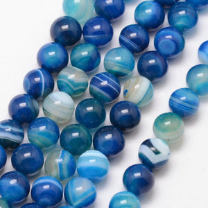 Strand of 45+ Blue Banded Agate Grade A Dyed - 6mm Round