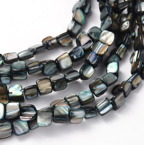 Strand of Shell Beads, Dyed Grey , 8 x 8mm