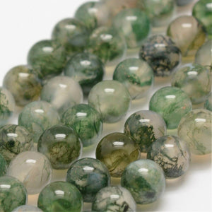 Strand Of 60+ Green Moss Agate 6mm Plain Round Beads