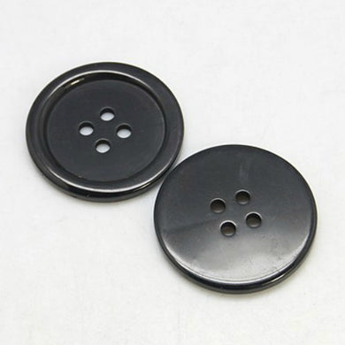 Packet of 15 x Black Resin 25mm Round Buttons (4 Hole)