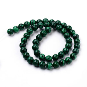 Synthetic Malachite Beads Plain Round 8mm Strand of 40+