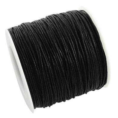 Wholesale Deal Waxed Cotton String Cord Black Approx 90M Continuous Length 1mm Thick