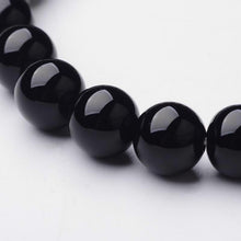 Load image into Gallery viewer, Natural Black Agate Beaded Stretch Bracelet One Size