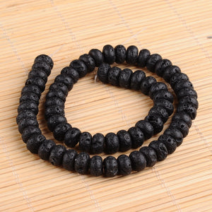 Natural Black Lava Bead Rondelle 10 x 6mm