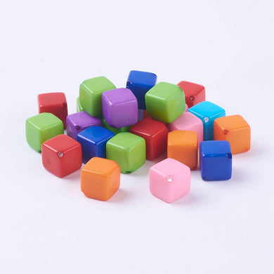 Mixed-Colour Acrylic Beads Cube 8mm Pack of 40+