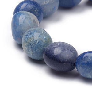 Natural Blue Aventurine Tumbled Stone Nugget Stretch Bracelet One Size