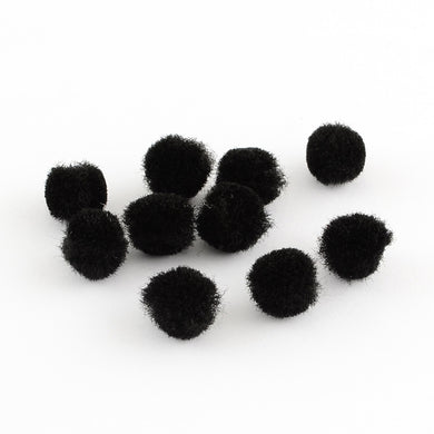 Pom Poms Yarn Fluffy Black 15mm Pack of 50