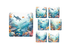 Load image into Gallery viewer, Set of 6 Ocean Square MDF Coaster - Set-19