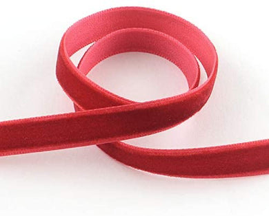5 Meters Single Faced Velvet Ribbon 9.5mm - Firebrick Red