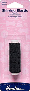 Hemline H601 | Black Polyester Shirring Elastic 0.75mm x 20m