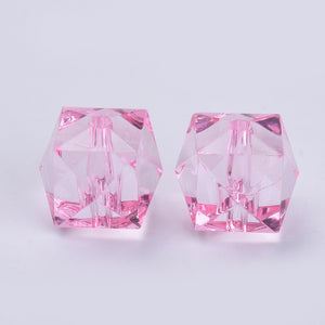 Acrylic Faceted Cube Beads 8mm Pack of 100 – Pink
