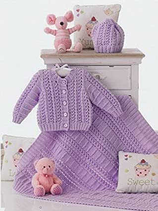 Double Knitting Pattern - Matching Baby Cardigan, Hat & Blanket (UKHKA 138) by UKHKA138