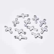 Load image into Gallery viewer, Pack of 30 Stainless Steel 12mm Cross Charms