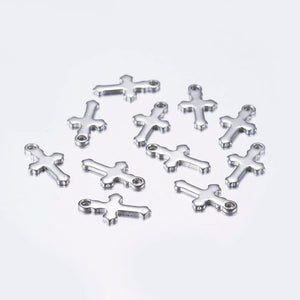 Pack of 30 Stainless Steel 12mm Cross Charms