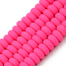 Load image into Gallery viewer, Handmade Polymer Clay Flat Round Beads 6mm x 3mm  Bright Pink