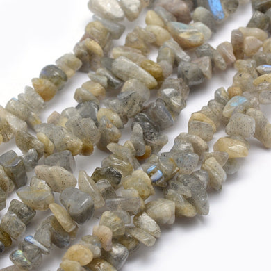 Long Strand Of 240+ Grey Labradorite 5-8mm Chip Beads