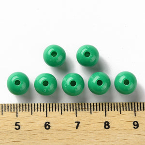 Pack of 200 Opaque Acrylic 8mm Round Large Hole Beads - Green