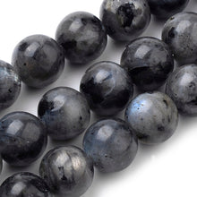 Load image into Gallery viewer, Strand of Natural Black/Grey Larvikite 6mm Round Beads