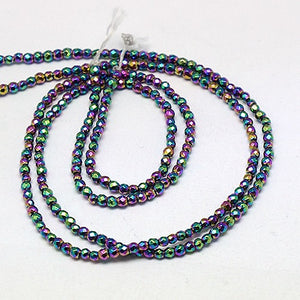Grade A Rainbow Hematite (Non Magnetic) 4mm Faceted Beads