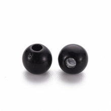 Load image into Gallery viewer, Pack of 200 Opaque Acrylic 6mm Round Large Hole Beads - Black