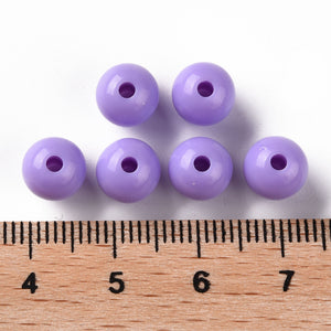 Pack of 200 Opaque Acrylic 8mm Round Large Hole Beads - Lilac