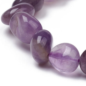 Natural Amethyst Tumbled Stone Nugget Stretch Bracelet One Size