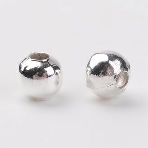 Packet Of 400+ x Silver Plated Iron Shiny Round Spacer Beads 4mm