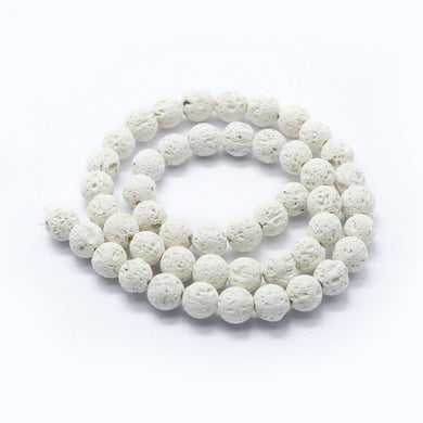Natural White Lava Beads Loose Beads Round 8mm