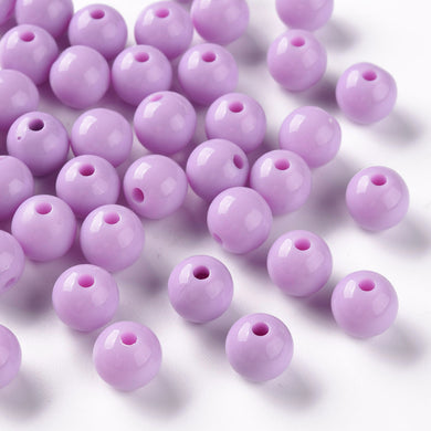 Pack of 70 Opaque Acrylic 10mm Round Large Hole Beads - Lilac