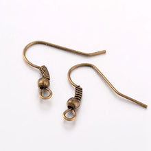 Load image into Gallery viewer, 120+ Antique Bronze Plated Brass Earring Wire Shepherd Fish Hooks 18mm