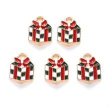 Load image into Gallery viewer, Pack of 6 Christmas Gift Alloy Enamel Charms, 14 x 10mm